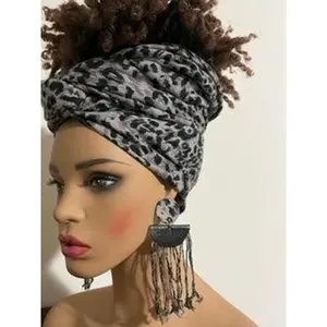 Gray Cheetah Print Scarf with Matching Earrings - Cheetah Hair Wrap - African Head Turban - Neck Scarf - Shawl - Long Tassel Earrings
