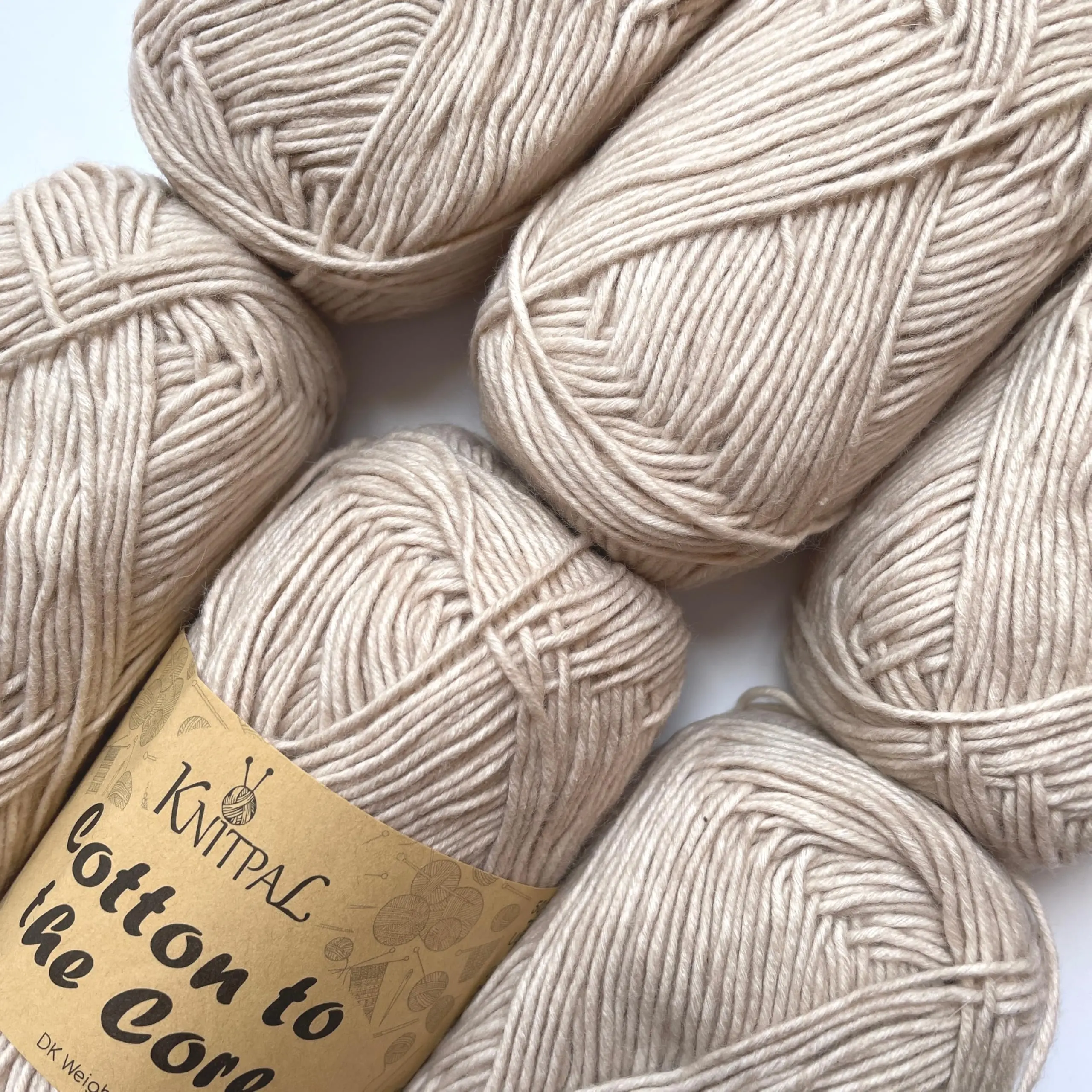 KnitPal Cotton to the Core, 6-Pack DK Light Worsted Weight, Beginner-Friendly, Absorbent, Ideal for Baby Items & Dish Cloth Yarn