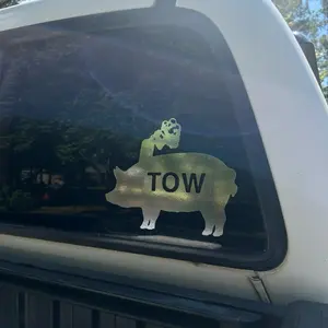 Tow Pig Decal - Simple Design Featuring a Pig with "TOW" Text