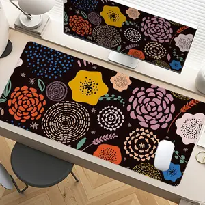 Colorful Abstract Flowers Desk Mat Gaming Mouse Pad XXL Extended Mouse Pad for Laptop Large Mouse Pad for Desk with Non - Slip Rubber Base Stitched Edges Surface for PC Gamers Office Workers & Home Use
