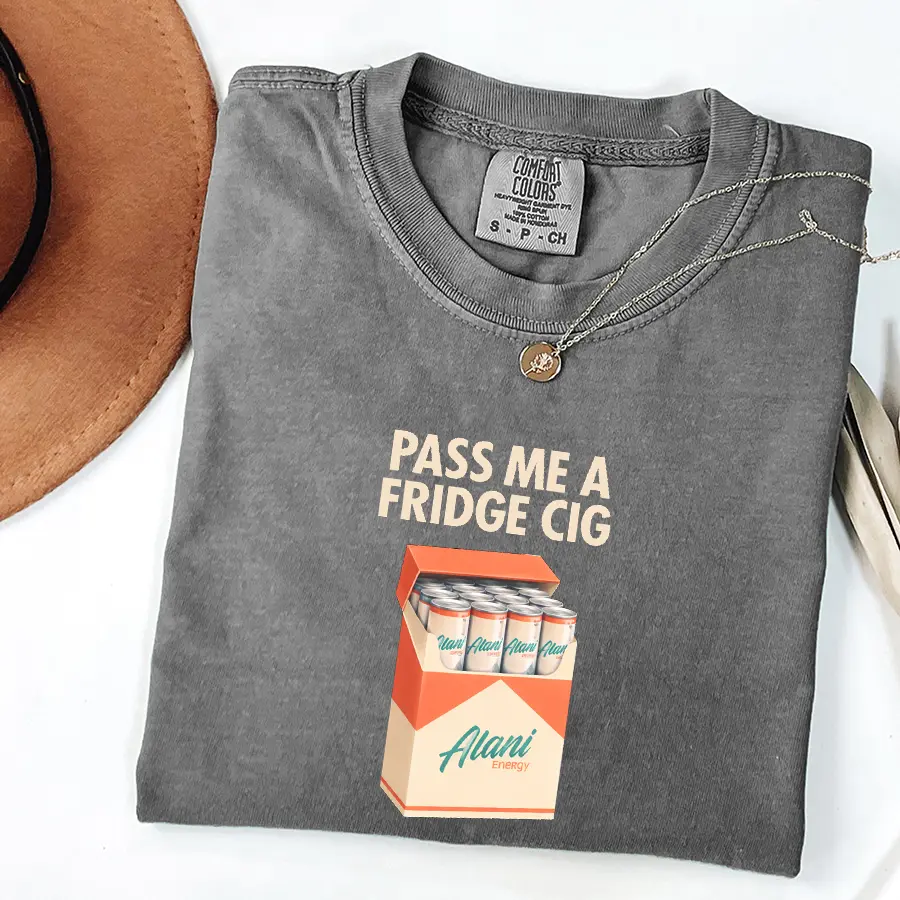 Pass Me A Fridge Cig Comfort Colors T-Shirt for Diet Drink lovers, a retro soda humor tee with quirky caffeine addict vibes, Comfort Colors style, fun casual wear daily.