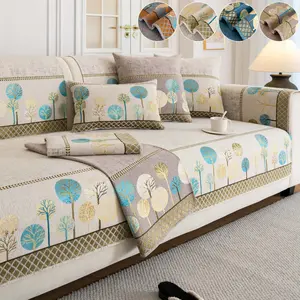 Nordic Tree Chenille Couch Covers for Dogs, Non-Slip Woven Sofa Cover, Soft Sofa Protector, Machine Washable Sofa Cushion Protector, Pet-Friendly Anti-Scratch Sofa Throw, Multi-Color Living Room Decor for 1-4 Seater, Couch Mat for Home