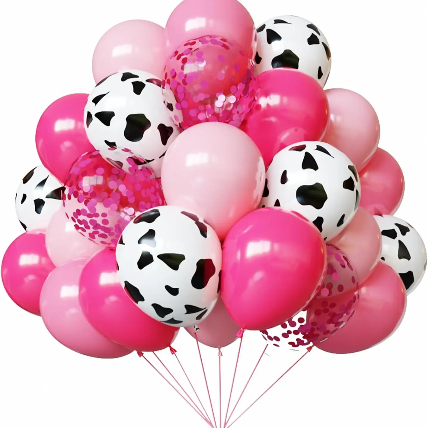 Pink and Cow Print Balloons, Animal Print Balloons, 67pcs 10/12 Inch Cowgirl Balloons, Pink and Cow Balloon for Birthday, Baby Shower, Cowgirl Rodeo Party, Farm Party Decorations