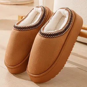 Women's Slippers Platform Mini Boots Short Ankle Boot Fur Fleece Lined Sneakers House slippers Anti-Slip Boot For Outdoor