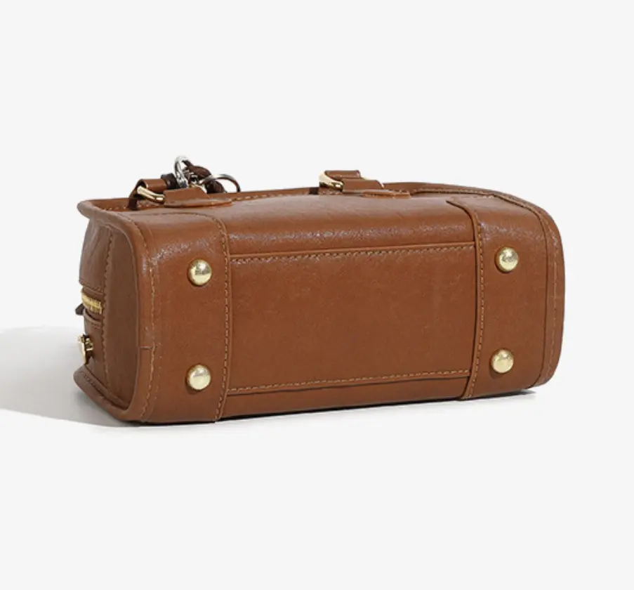 Women's Retro Genuine Leather Boston Bag - High-Capacity Crossbody