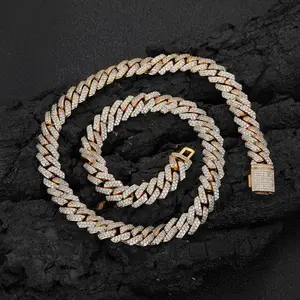 Drip Apex  Hip-Hop 10mm Diamond-Studded Rhombus Cuban Chain Men's Necklace Trendy Brand Personality Zircon Necklace