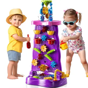 Double-Sided Kids Water Sand Table With Waterfall Design,Ideal Birthday Holiday Gift For Boys Girls, Summer Outdoor Play Sensory Toy
