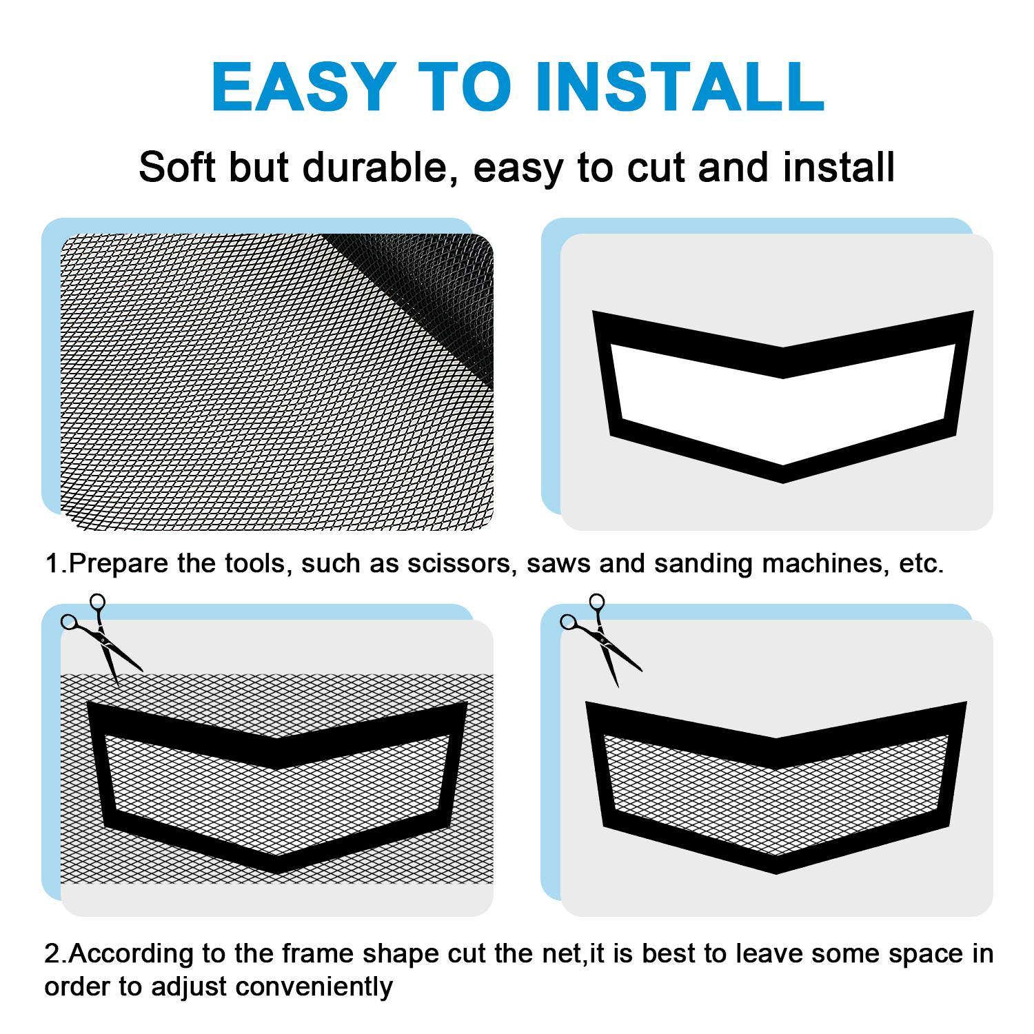 Black Aluminum Universal Car Grille Mesh 100x33cm – Cuttable Front Bumper Grill Guard, Debris & Stone Shield for Radiator, Fits SUV Truck,Car Stuff