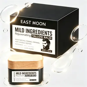 EAST MOONBeef Tallow Moisturizer for Men | Wrinkle Defense Face Balm | Natural Anti-Aging Skincare Cream for Dry, Rough Skin | Tallow-Based Men’s Face Lotion for Hydration, Firmness, Wrinkle Repair & Youthful Glow Honey Jojoba