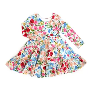 Kaylee SWING DRESS - Adorable Soft & Comfortable Twirling Dress for Girls, Double Lined Tiered Skirt, Super Stretchy Bamboo Viscose, Sizes 12-18m to 6/7