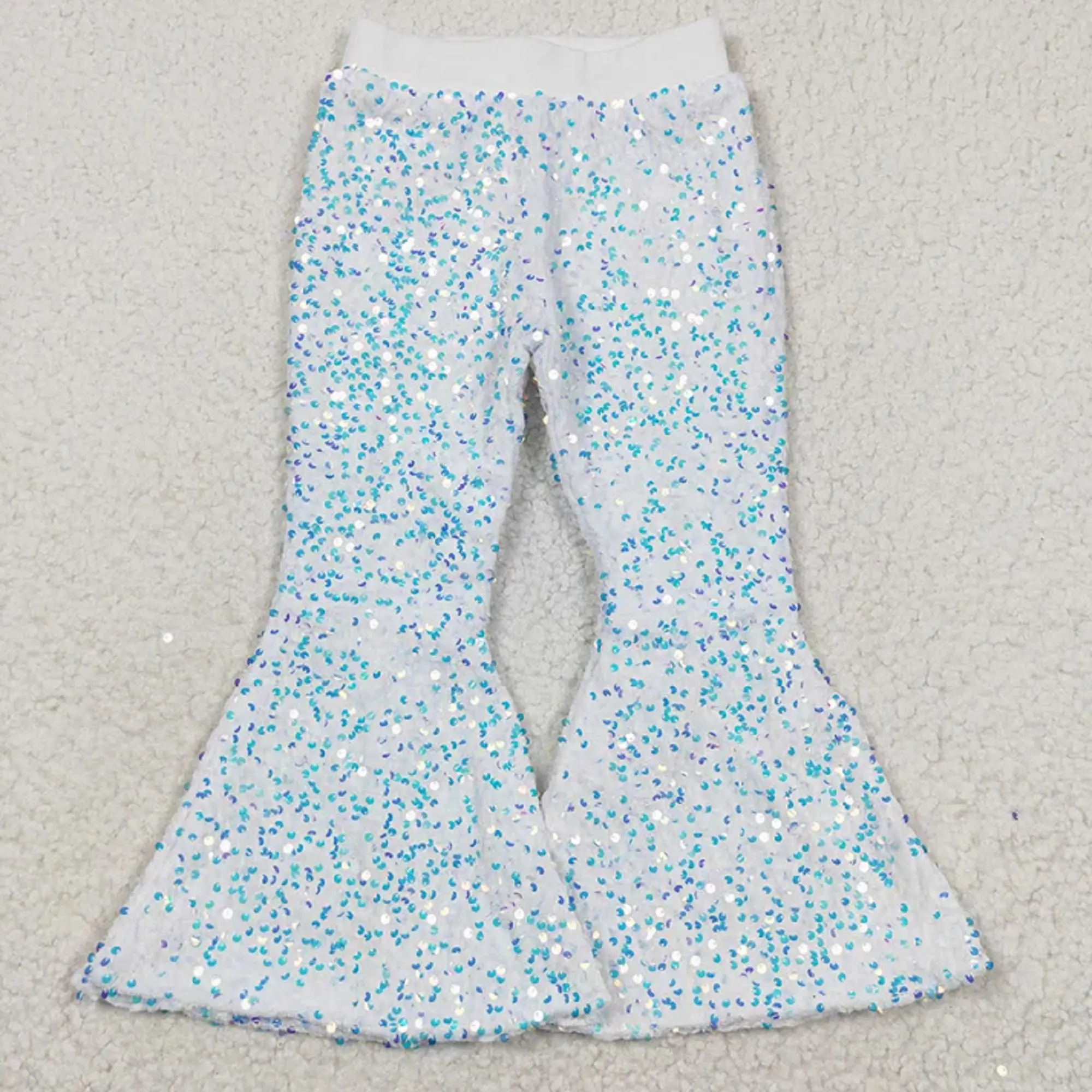 Sequin Iridescent White Bell Bottoms