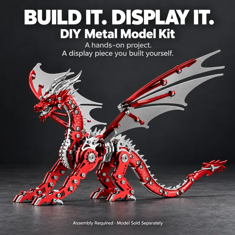 LONGPIN 3D Metal Puzzle Model Kits, DIY Mechanical Dragon, Phoenix & Wasp, Detailed Metal Assembly Models for Adults, Collectible Desk Decor, Gifts for Model Builders & Hobbyists
