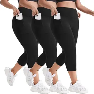 3 Pack Womens Leggings for Women - High Waisted Yoga Pants with Pockets Black Leggings Women Full Length & Capri Pants For Women Plus Size