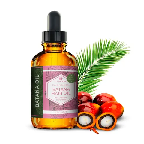 Leven Rose Organic Batana Oil Hair Serum 2 oz for Split Ends, Dry or Damaged Hair, Supports Collagen Production, Chemical Free, Hypoallergenic