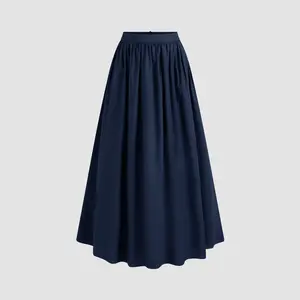 Cider 100% Cotton Mid Rise Solid Ruffle Maxi Skirt
