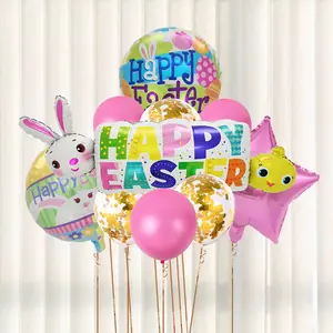 Easter Party Decoration Balloon Set, Cute Bunny Chick Egg Foil Balloons, Thick Aluminum Film Balloons, Essential for Holiday & Party Decor