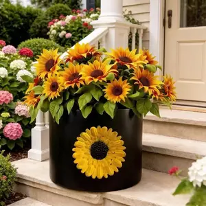 Iron Sunflower Planter Pot, Versatile Indoor and Outdoor Use, Durable Metal Decorative Flower Pot, Perfect for Home Decor, Easy to Place Anywhere