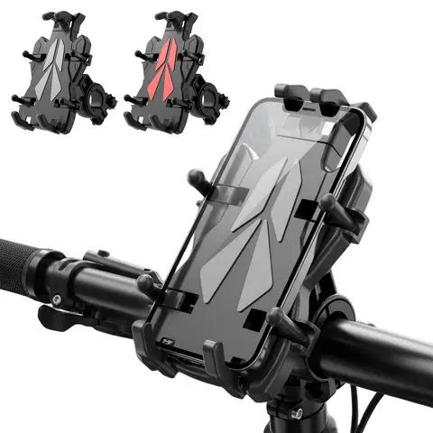 8-Claw Anti-Shake Motorcycle Phone Mount, 360° Rotatable Shockproof Bike Phone Holder, Stable Phone Mount Clip Screw Adjustable Version Universal Cell Phone Cradle Clamp for Bicycle Scooter ATV 0.6-1.3" Handlebar, Fits for 4.7-7.2 Inch Smartphones
