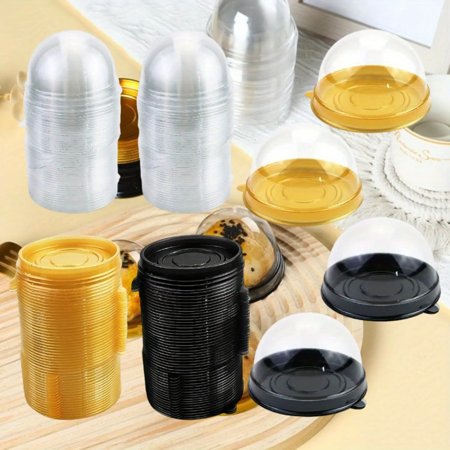 100-Pack Plastic Mini Cupcake Boxes with Lid - 2.76x1.78in Baking Accessories, Home Baking Supplies for Muffins, Cheese, Pastries, Mooncakes, All Ages Party Supplies Gifts