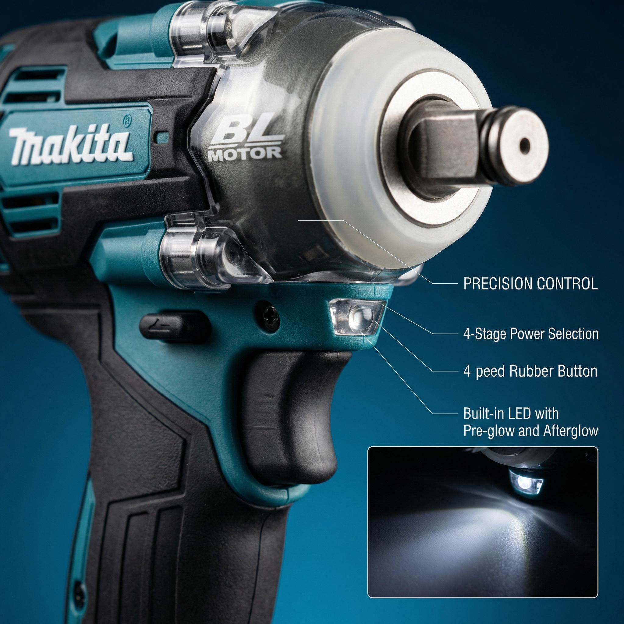 Makita DTW004 18V Cordless Impact Wrench Kit Includes Battery  For Industrial And Workshop Use power  torque brushless impact wrench powertools wood plastic durable tool rapid charger