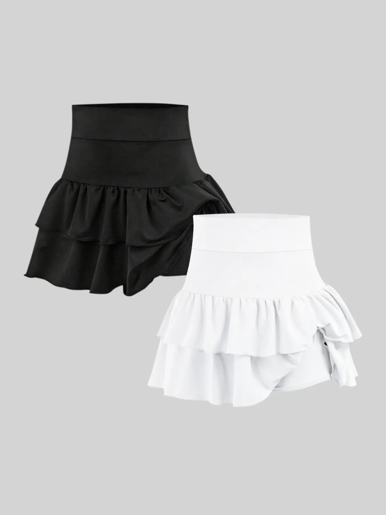 Girls' Spring Summer Layered Cake Skirt Set, Summer Clothing Set, Fashionable Simple Elegant Casual Wear, Suitable for Daily Home Outdoor Play, Skirts Sets