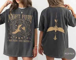 Night Fury Dragon Two-Sided Shirt , How To Train Dragon Gift, Gift For Dragon Lovers,Comfort Colors Shirt