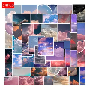 54 Beautiful Starry Cloud Pattern Waterproof Stickers, Car Water Cup Luggage Phone Laptop Decals, Decorative Adhesive Labels
