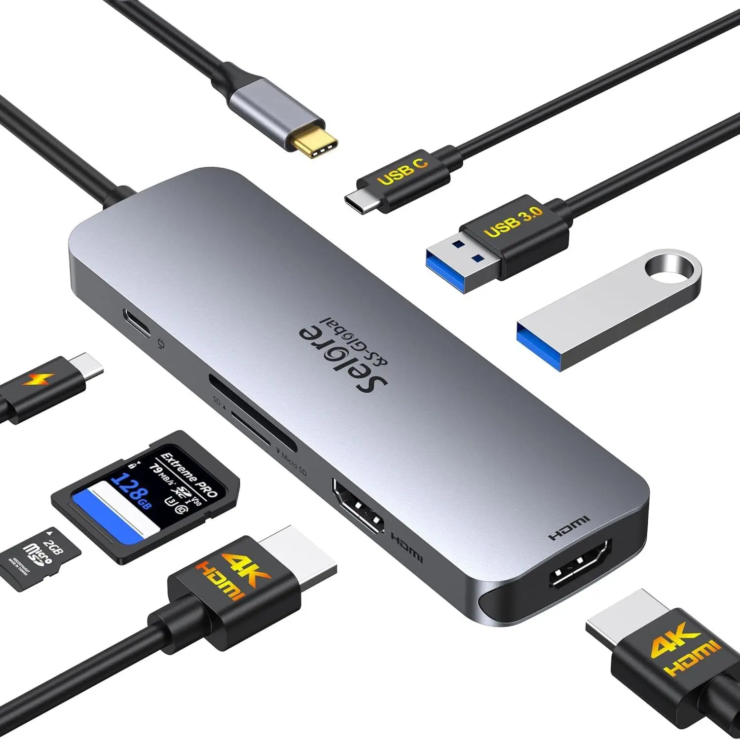 USB C Docking Station Dual HDMI , USB C to Dual HDMI Adapter with 2HDMI Ports, PD , SD/TF, USB A&C 3.0 Ports, Laptop Docking Station for  XPS///Surface/Yoga etc