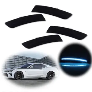 4PCS Smoked Ice Blue LED Side Marker Light Lamps For Chevy Camaro 2016 2017 2018 2019 2020 2021 2022 2023 Replace OEM 23169181, 23169182, 23126885, 23126884