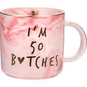 I'm 50 - Funny 50th Birthday Gifts for Women -  Turning Fifty Year Old Birthday Gifts Ideas for Women, Wife, Mom, Daughter, Sister, Aunt,  Friends, BFF, Coworkers, Her - Ceramic Coffee Cup