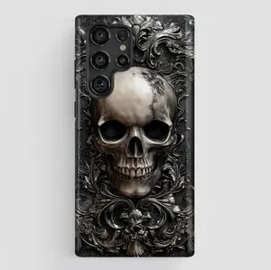 Gothic Skull Metalwork Design Phone Case for iPhone 17 16 15 14 13 12 Pro Max Plus X, Samsung Galaxy S25 S24 S23 S22 S21 Ultra