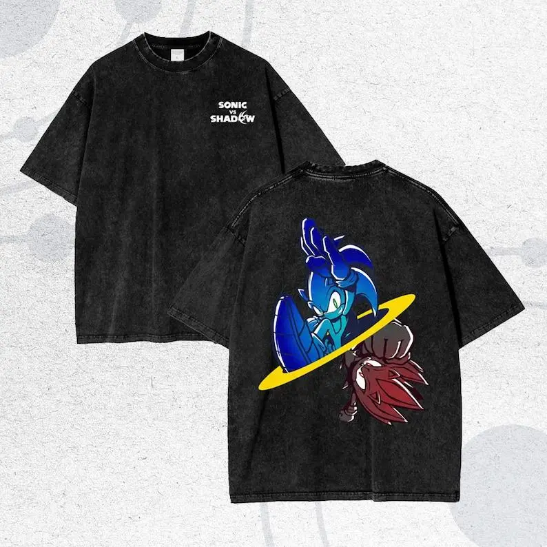 [Anime Figma Store] x Metal Sonic the Hedgehog Graphic + Soft Unisex Tee + Oversized Fit + Vintage Washed, Street Vibe + Gift for Anime Lovers!