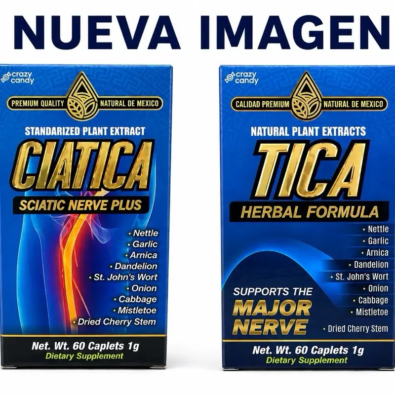 Natural de Mexico Tica , Ciatica Tab Sciatic Nerve Plus Herbal Formula - 1g Caplets (60 Count), Herbal Natural Supports the Major Nerve,  Health, Muscle Relief,Arnica Supplement Healthcare Edible