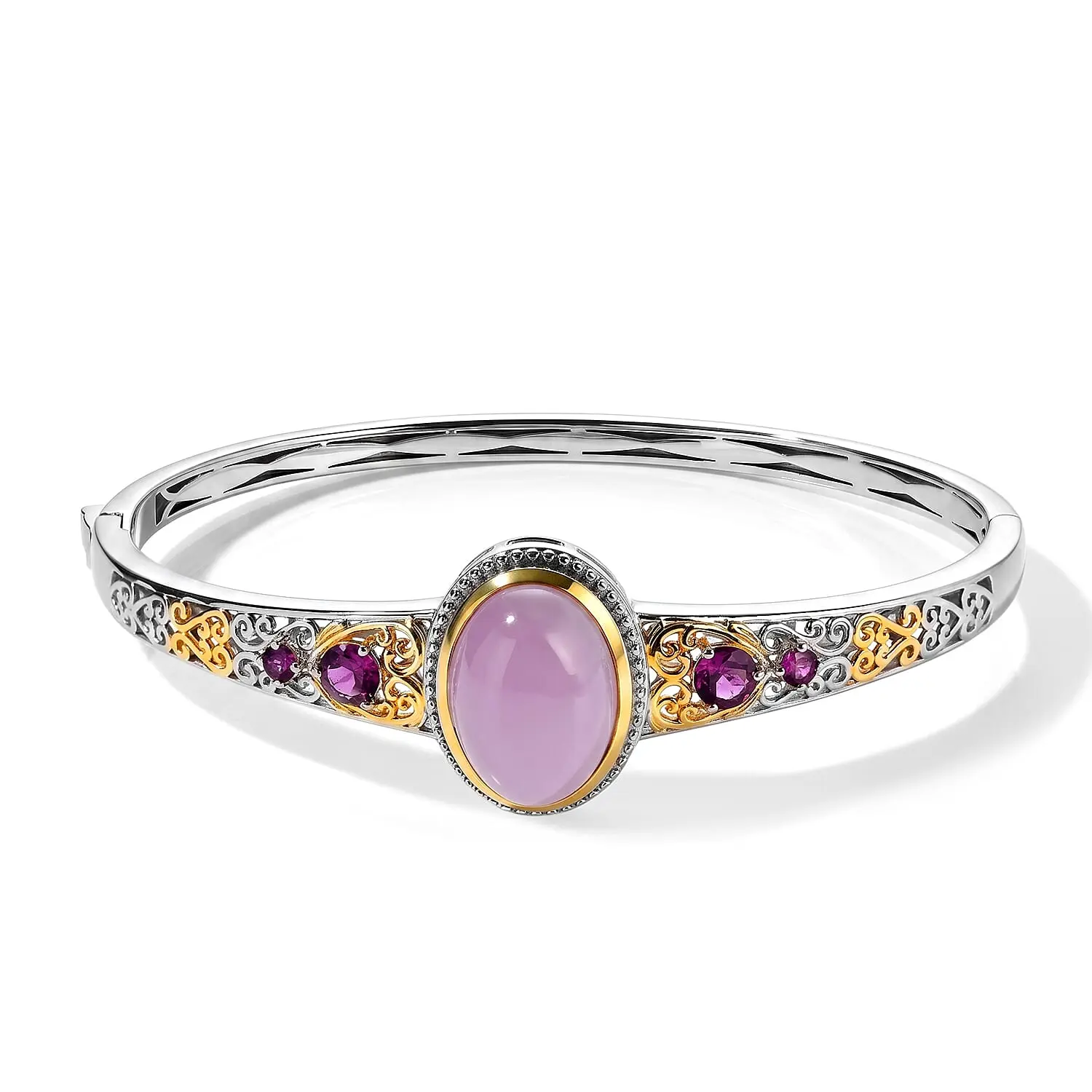 EverTrue Kunzite Full Bangle Pure Yellow Brass 12.45 ctw