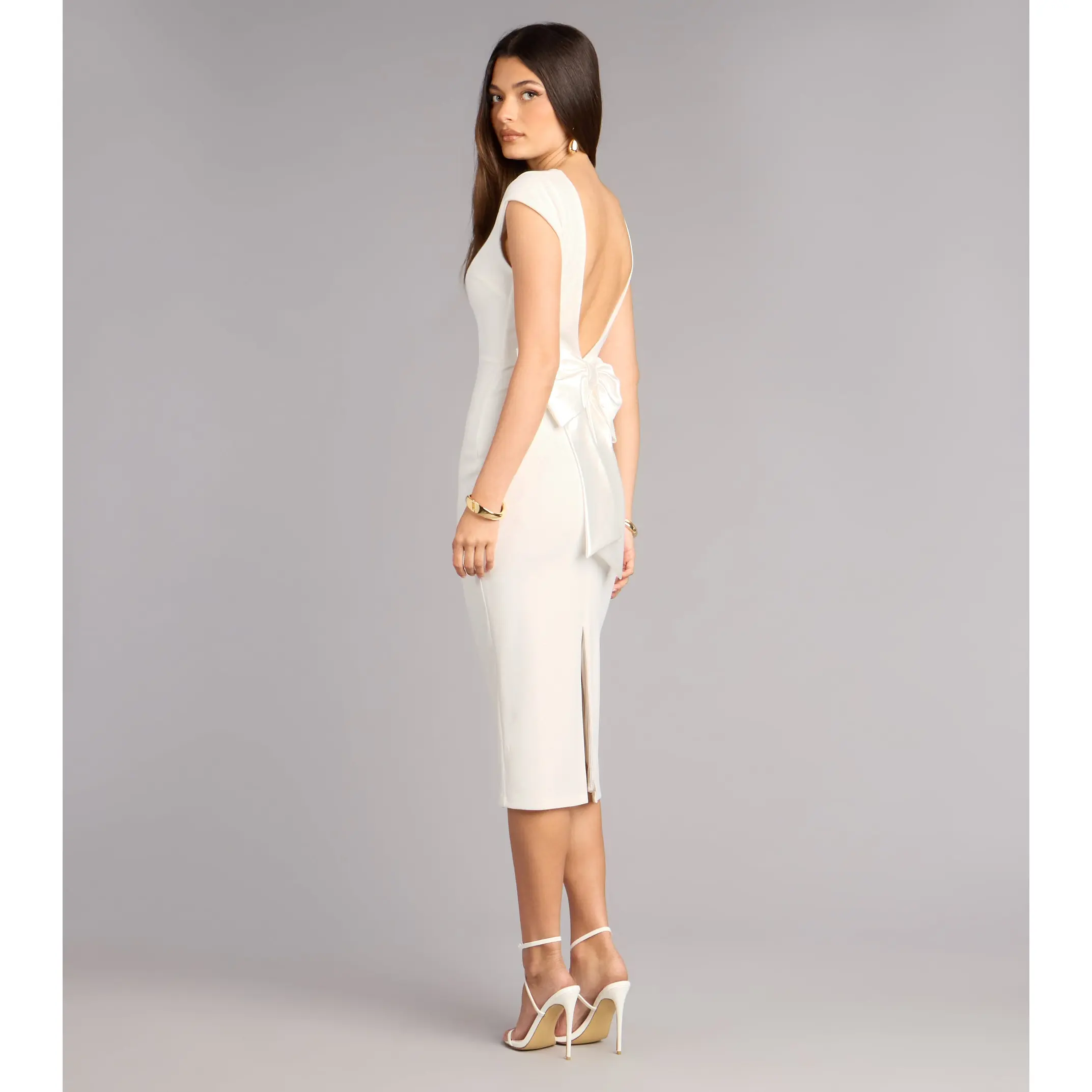 Solana Crepe Bow Midi Formal Dress