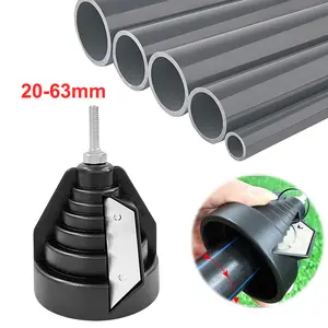 20-63mm PE Pipe Chamfer Tool, Wear-Resistant Cone Deburring Tool for Plastic Pipes, Inner-Outer PVC PP PVDF Pipe Reamer with Fixed Bevel Angle, Portable Chamfering Machine for On-Site Pipe Preparation