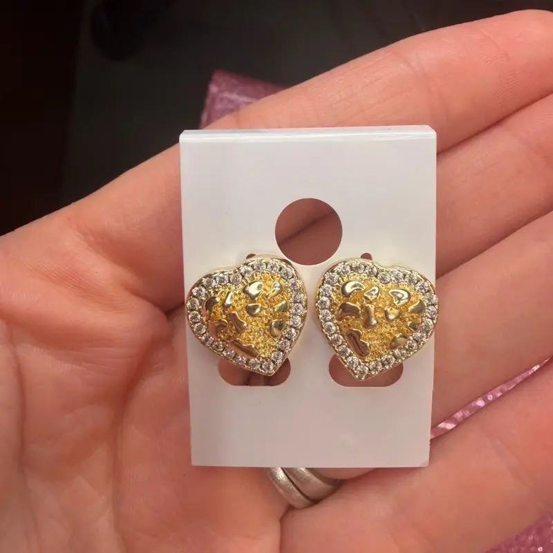 18k gold plated Nugget heart earrings