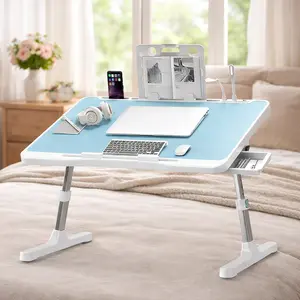 Laptop Bed Table - Adjustable Height Laptop Bed Table with USB Charging Port Foldable Handle Card Slot & Drawer for Students Remote Workers Dormitory Bedside Home Office The perfect gift choice for Christmas and New Year.