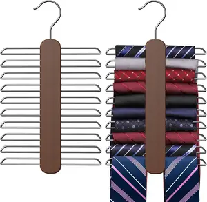 Tie Hanger,Tie Organizer for Closet 20 Storage Capacity,Wooden Necktie Organizer Tie Holder,360 Degree Rotating Accessory Organizers for Tie,Belt,Scarf