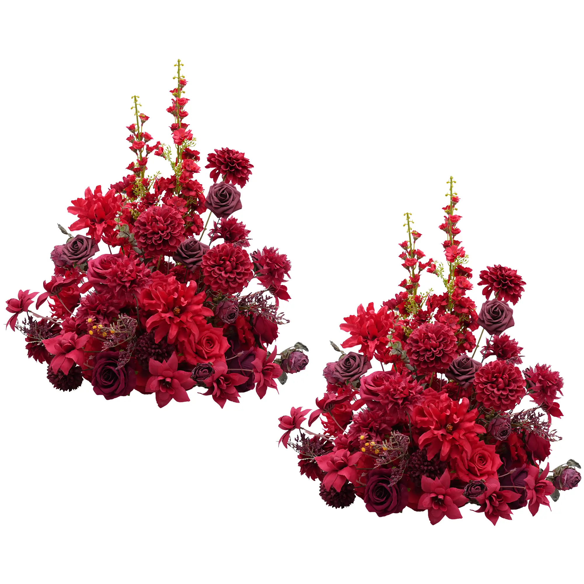 S-A8966 2pcs Silk Burgundy Red Table Centerpieces, Sofa Runner, Aisle Flower Decor for Wedding Festive Supplies