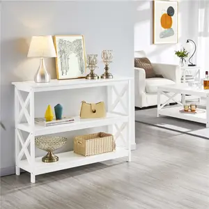Yaheetech Console Table with 3 Storage Shelves for Hallway Living Room