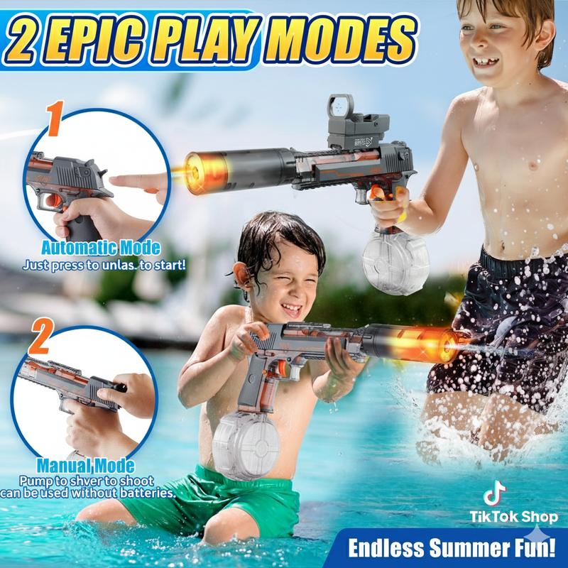 LED Electric Water Gun for Kids & Adults – Long Range Pistol Squirt Gun with Large Capacity, Automatic Summer Pool Toy