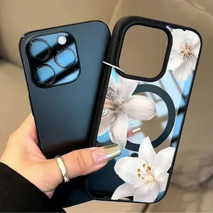 Phone case: White floral fashionable Protective phone case with "with friends" design, compatible with iPhone 17/16/15/14/13/12/11/Prp/ProMax/Plus/Mini/Air. It is the perfect gift for holidays and birthdays, suitable for both men and women