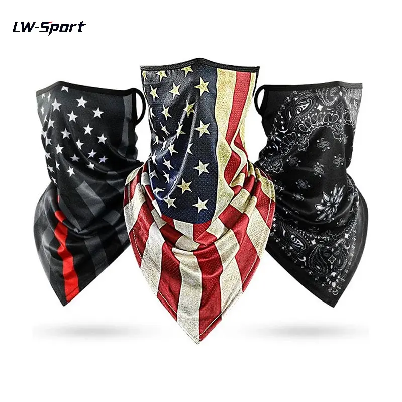 3Pcs Unisex American Flag Paisley Print Neck Gaiter Face Mask with Ear Loops | PatriotTok BikerTok RaveTok OutdoorTok SunSafeTok UPF 50+ UV Protection Balaclava Headband Head Wrap for Men Women