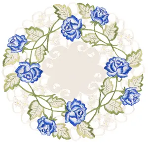 Linens Art And Things - Blue Rose Doily