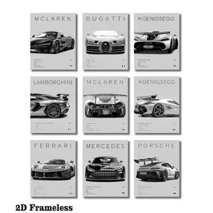 9-piece set, racing posters, vintage racing murals, supercar canvas prints, Canvas Wall Art, decor for men's rooms, aesthetic decor for men's dorms, bedroom and office decor, frameless