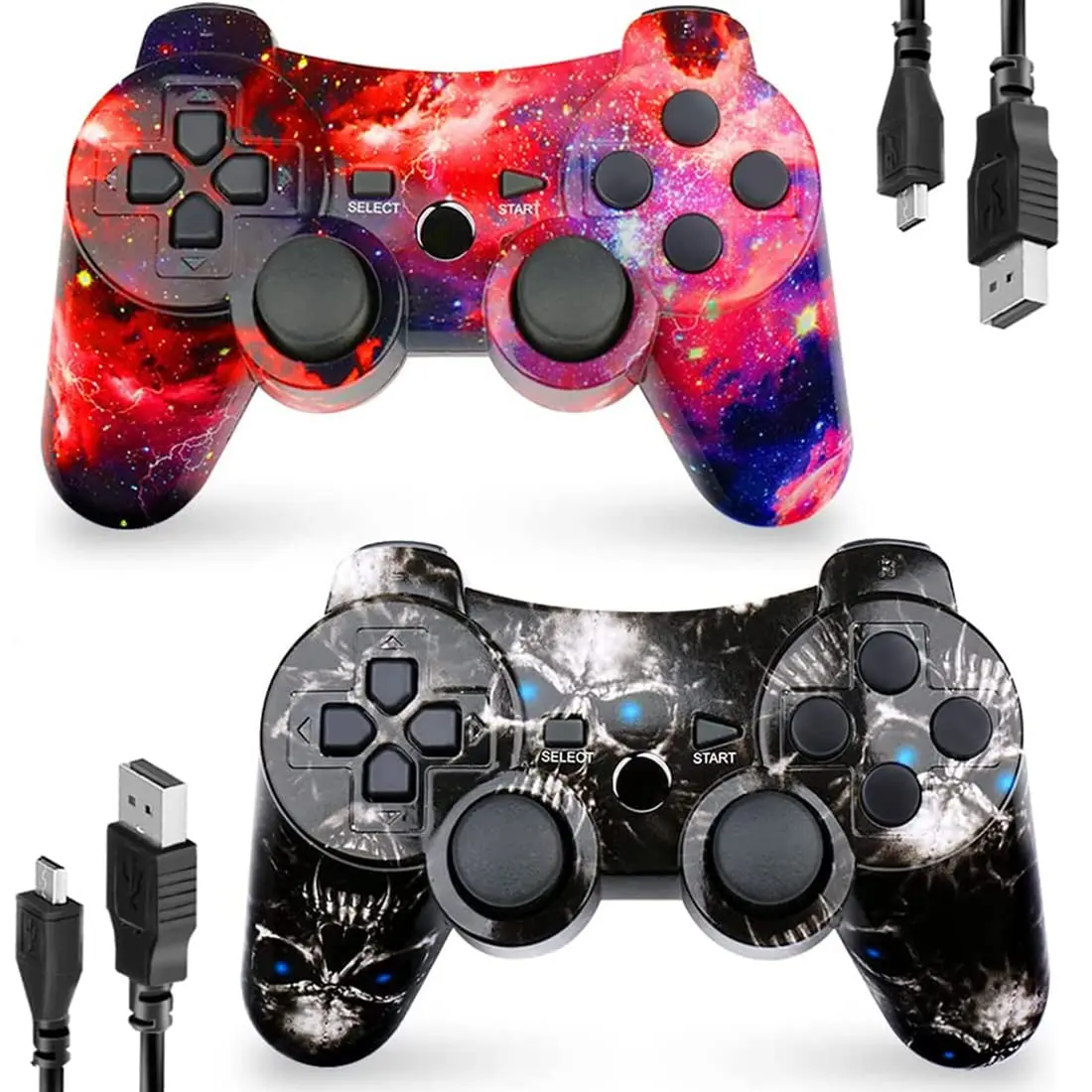 2-Pack Gaming Controllers for PS3/PC Windows/Laptop, Wired for PS2, with Double Vibration, 6-Axis Gyroscope, PS3 Console Accessories