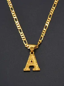 1pc A-Z Letters Pendant Necklaces for Women Men Girls English Initial Alphabet Figaro Chains Gold Color Jewelry