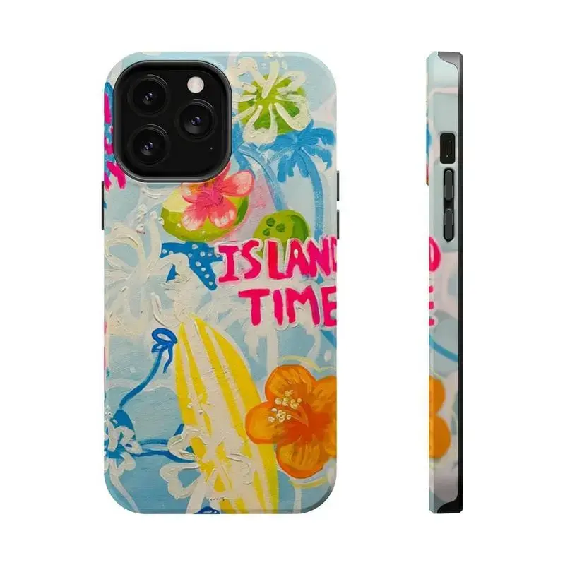 Island Time Pt.1 Phone Case - Tropical Aesthetic Protective Cover, Shockproof & Scratch-Resistant, Tough Phone Case Heavy Duty Shockproof Protective Cover for iPhone 17 16 15 14 13 12 11 Pro Max Plus