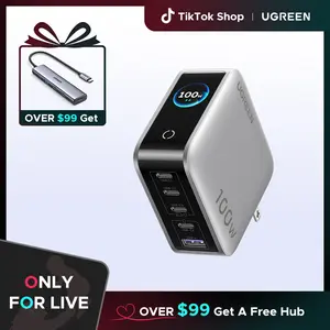 [LIVE ONLY]UGREEN Nexode Pro 100W GaN USB C Charger, 5-Port Fast Type-C Wall Charger Block with Smart Display Compatible with MacBook Pro/Air, iPhone 17/16 Series, Galaxy, iPad Pro, Steam Deck
